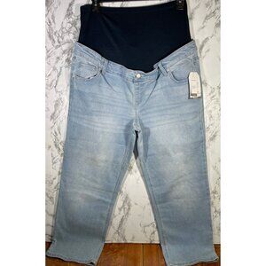 Time And Tru Maternity Straight Jeans Light Wash XL (16-18) Cotton Blend Comfort